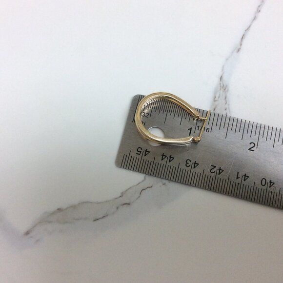 14k Yellow Real Gold Oval Double Hoop Hoops Earring  3.50gr - Picture 7 of 7